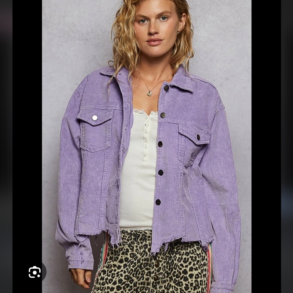 POL purple corduroy jacket women's large EUC